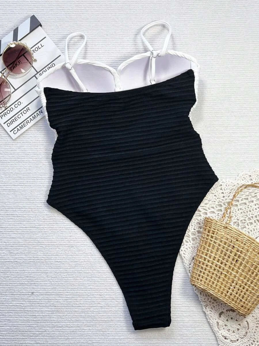 Swim SXY 1pc Women's Solid Color Criss - Cross Design One - Piece Swimsuit, Push Up, Wireless - Maison Moriah