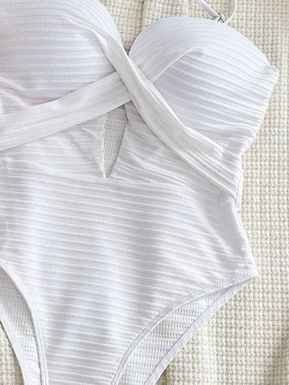 Swim SXY 1pc Women's Solid Color Criss - Cross Design One - Piece Swimsuit, Push Up, Wireless - Maison Moriah