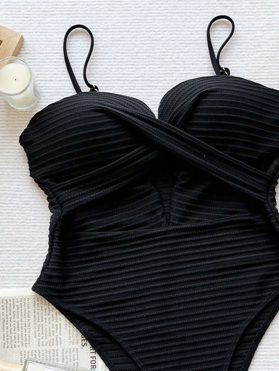 Swim SXY 1pc Women's Solid Color Criss - Cross Design One - Piece Swimsuit, Push Up, Wireless - Maison Moriah