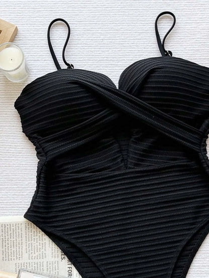 Swim SXY 1pc Women's Solid Color Criss - Cross Design One - Piece Swimsuit, Push Up, Wireless - Maison Moriah