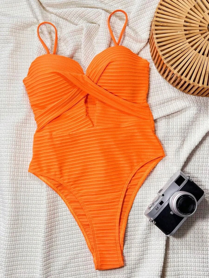 Swim SXY 1pc Women's Solid Color Criss - Cross Design One - Piece Swimsuit, Push Up, Wireless - Maison Moriah