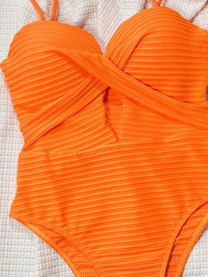 Swim SXY 1pc Women's Solid Color Criss - Cross Design One - Piece Swimsuit, Push Up, Wireless - Maison Moriah