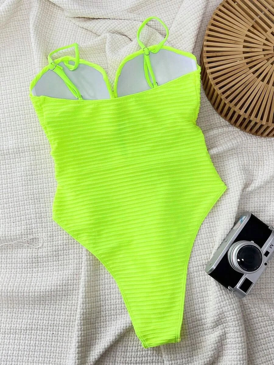 Swim SXY 1pc Women's Solid Color Criss - Cross Design One - Piece Swimsuit, Push Up, Wireless - Maison Moriah
