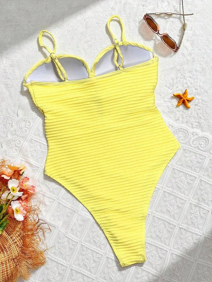 Swim SXY 1pc Women's Solid Color Criss - Cross Design One - Piece Swimsuit, Push Up, Wireless - Maison Moriah