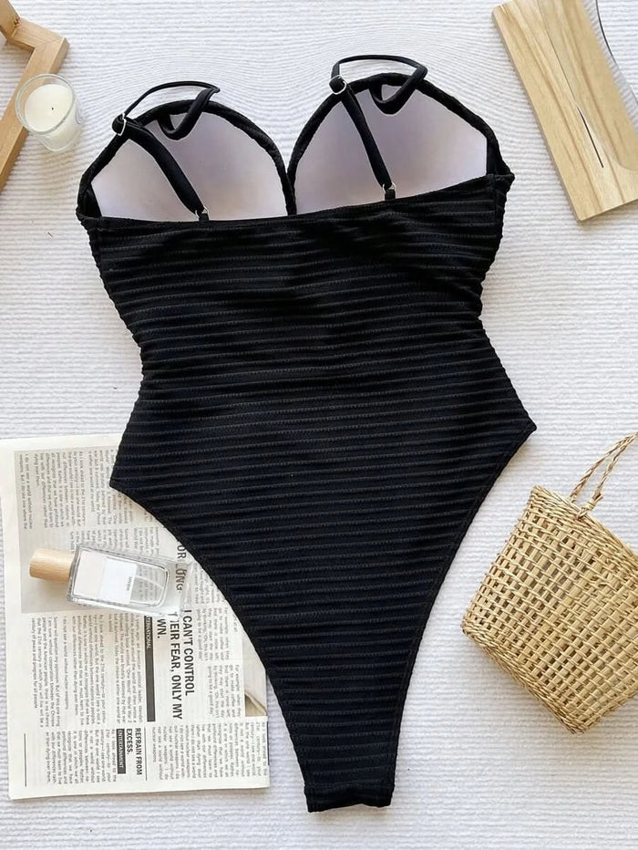 Swim SXY 1pc Women's Solid Color Criss - Cross Design One - Piece Swimsuit, Push Up, Wireless - Maison Moriah
