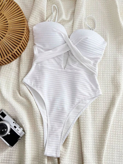Swim SXY 1pc Women's Solid Color Criss - Cross Design One - Piece Swimsuit, Push Up, Wireless - Maison Moriah