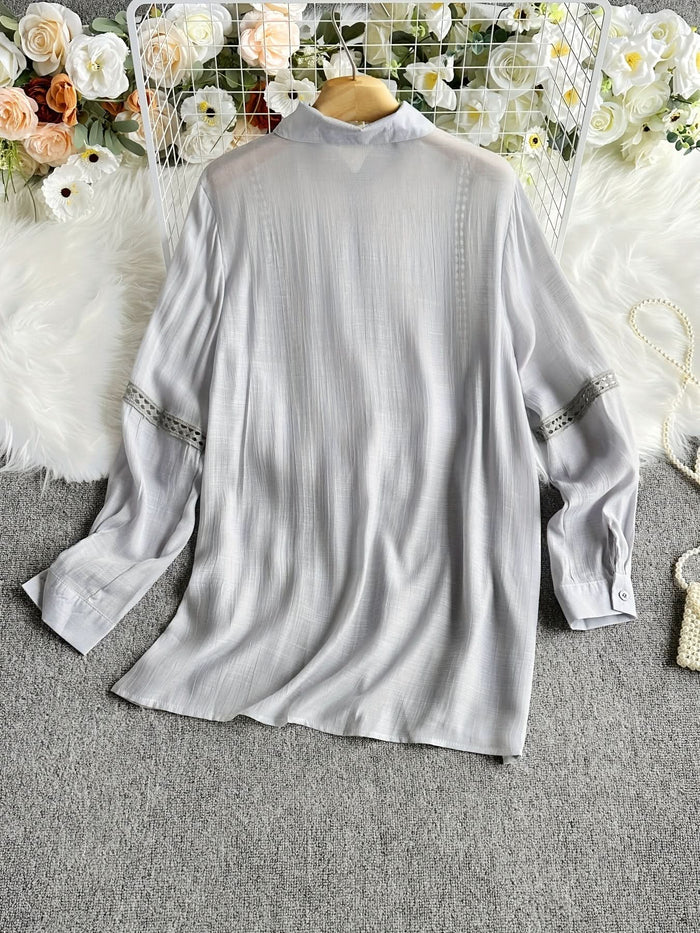 Vienna Grace – Elegant Long Sleeve Button - Up Blouse - Maison Moriah