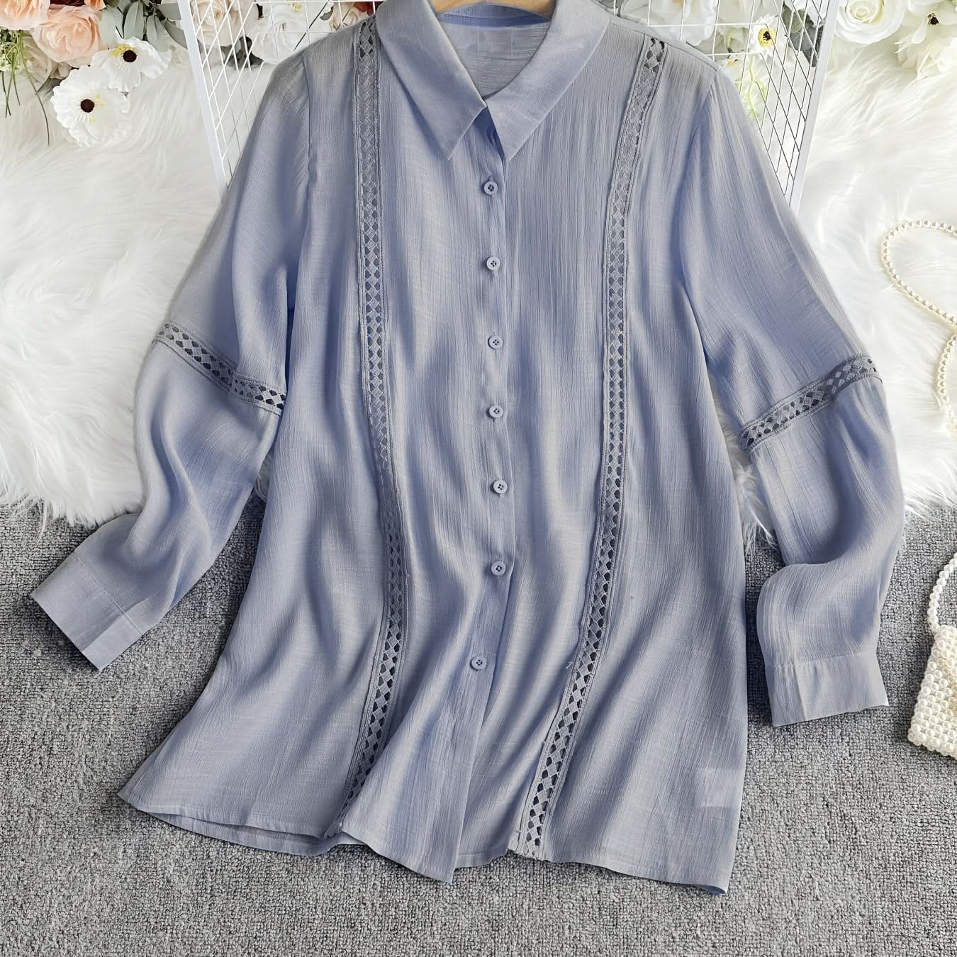 Vienna Grace – Elegant Long Sleeve Button - Up Blouse - Maison Moriah