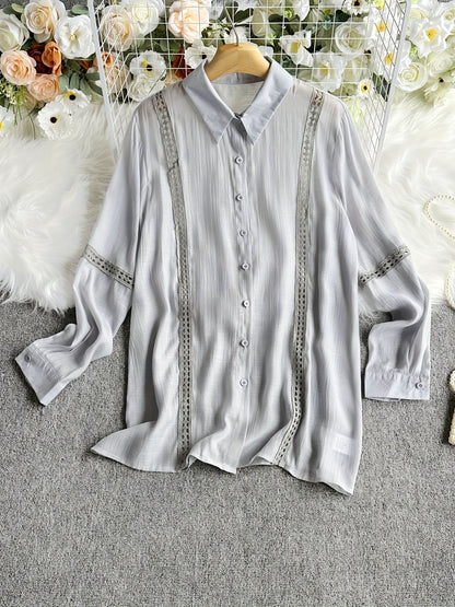 Vienna Grace – Elegant Long Sleeve Button - Up Blouse - Maison Moriah